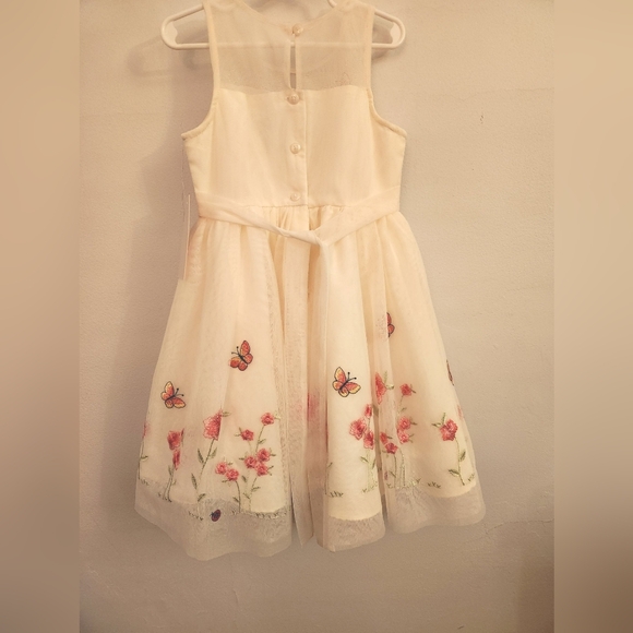 NWT Jona Michelle Floral Embroidered Kids Dress - Cream - Size 5 - Picture 2 of 9